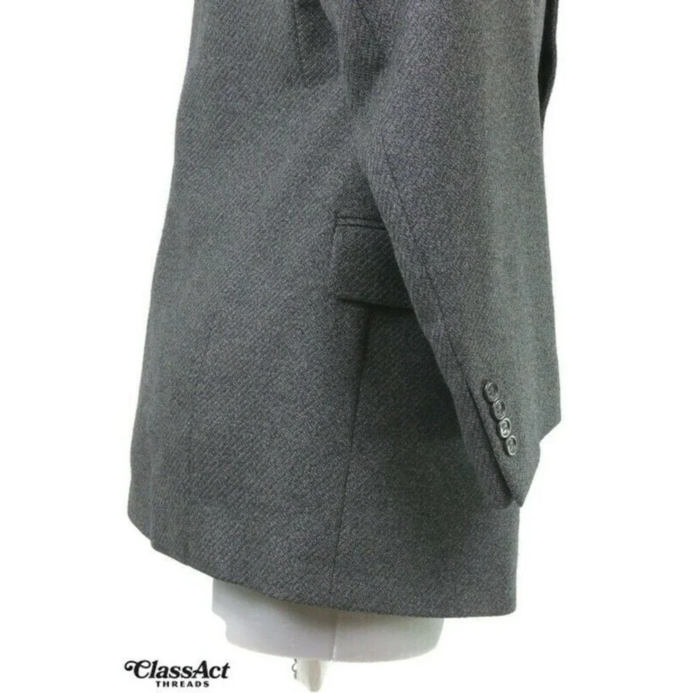 Pronto Uomo Blazer Mens Gray Wool Silk 3 Button Sport Coat Italy 44L